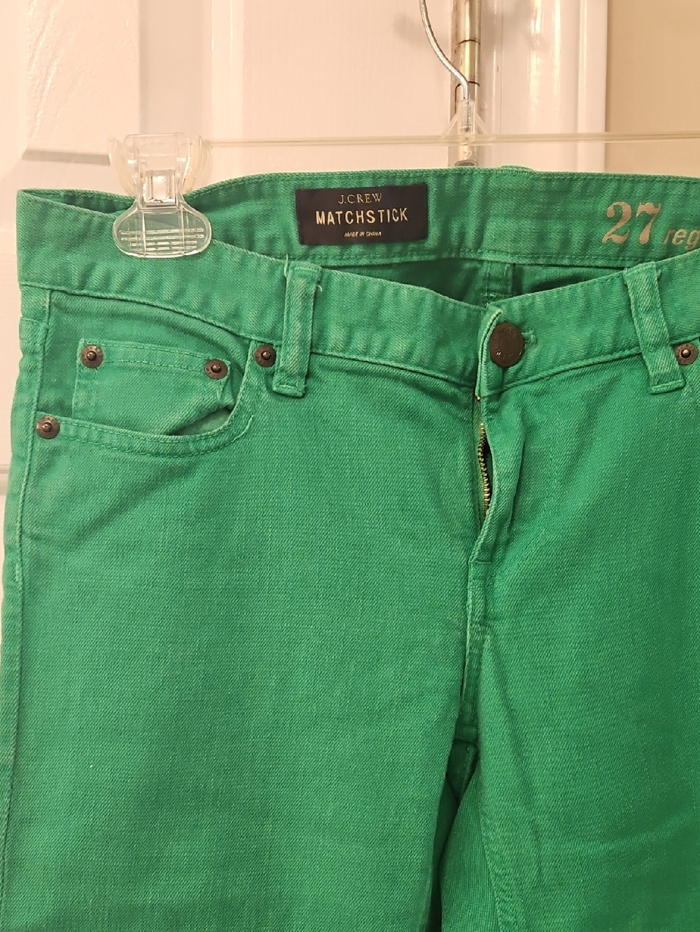 J. Crew Matchstick High-Rise Green Jeans